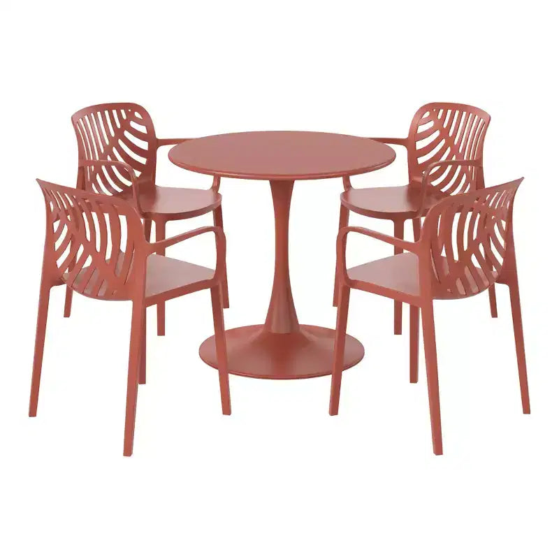 Ensemble de salle à manger d'extérieur et d'intérieur WestinTrends Playa 5 pièces en métal avec chaises de patio empilables