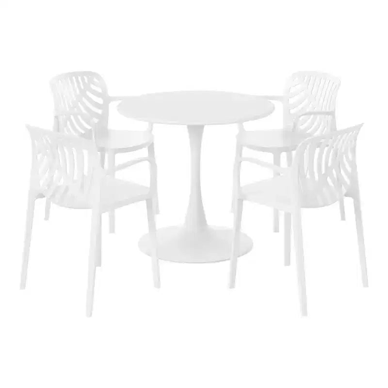 Ensemble de salle à manger d'extérieur et d'intérieur WestinTrends Playa 5 pièces en métal avec chaises de patio empilables