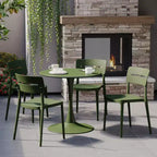 Ensemble de table à manger de patio ronde en métal 5 pièces d'intérieur/extérieur WestinTrends Playa avec chaises de patio empilables