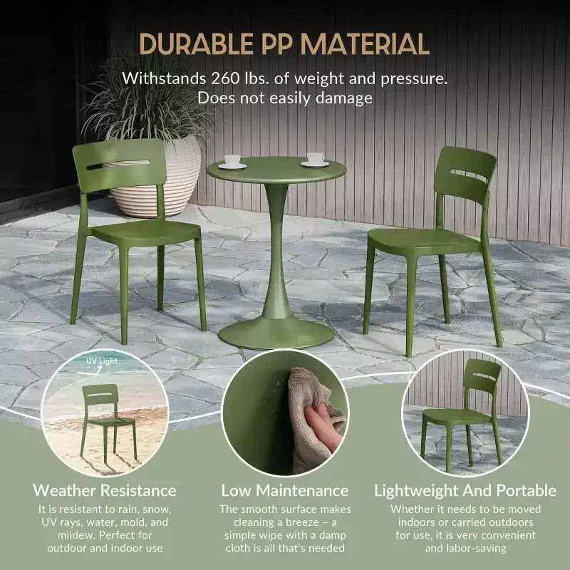 Ensemble de table à manger de patio ronde en métal 5 pièces d'intérieur/extérieur WestinTrends Playa avec chaises de patio empilables