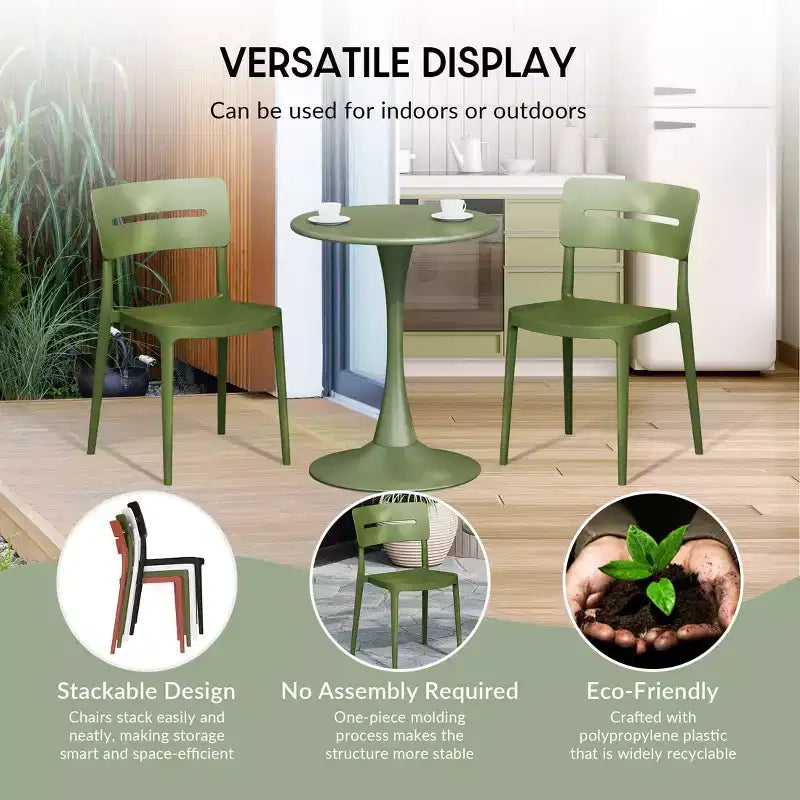 Ensemble de table à manger de patio ronde en métal 5 pièces d'intérieur/extérieur WestinTrends Playa avec chaises de patio empilables