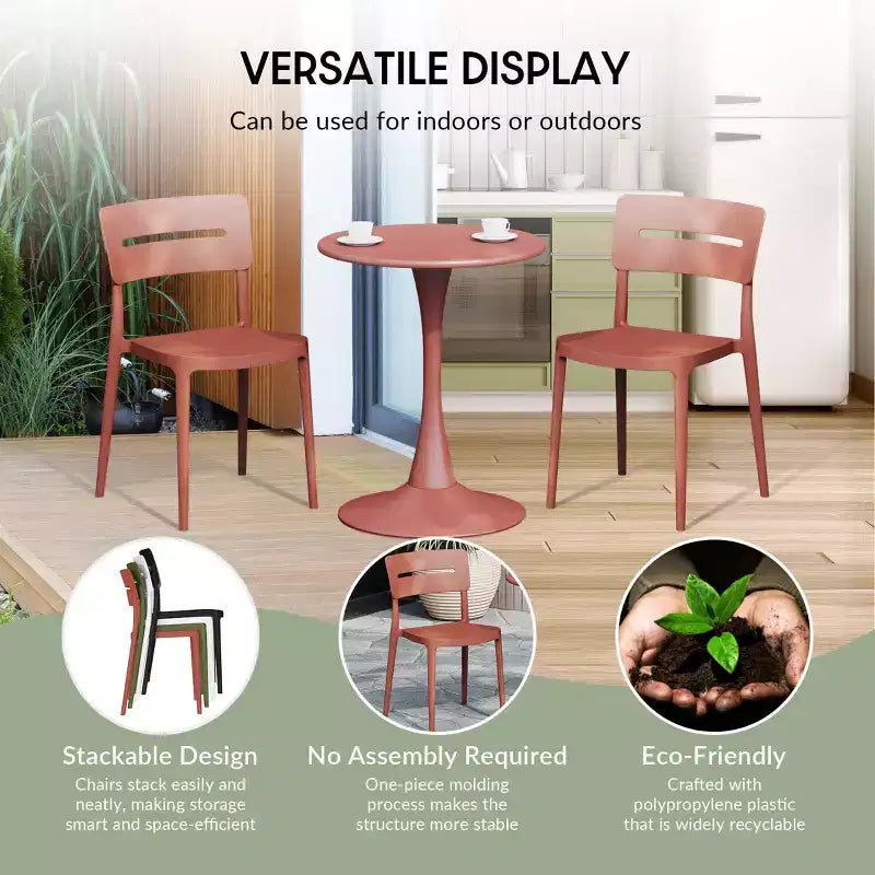 Ensemble de table à manger de patio ronde en métal 5 pièces d'intérieur/extérieur WestinTrends Playa avec chaises de patio empilables