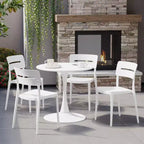 Ensemble de table à manger de patio ronde en métal 5 pièces d'intérieur/extérieur WestinTrends Playa avec chaises de patio empilables