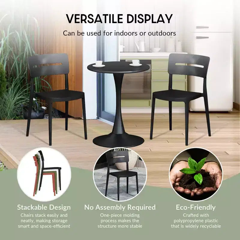 Ensemble de table à manger de patio ronde en métal 5 pièces d'intérieur/extérieur WestinTrends Playa avec chaises de patio empilables