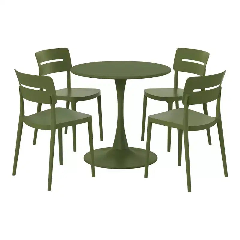 Ensemble de table à manger de patio ronde en métal 5 pièces d'intérieur/extérieur WestinTrends Playa avec chaises de patio empilables