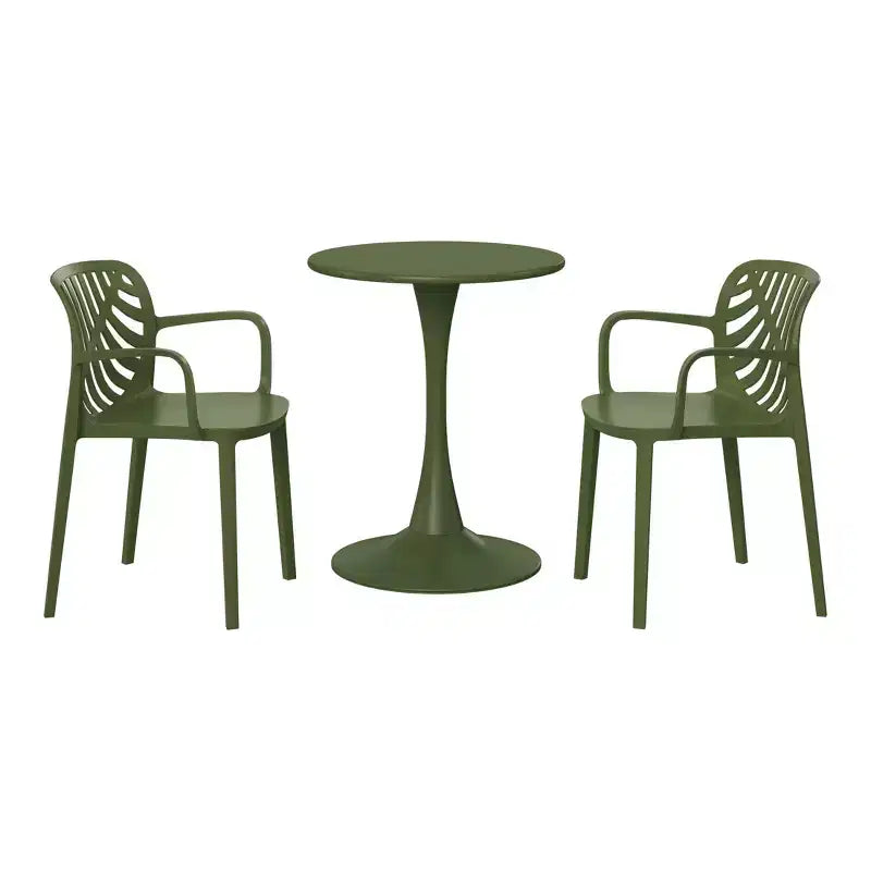 Ensemble de salle à manger d'extérieur et d'intérieur 3 pièces en métal WestinTrends Playa avec chaises de terrasse empilables