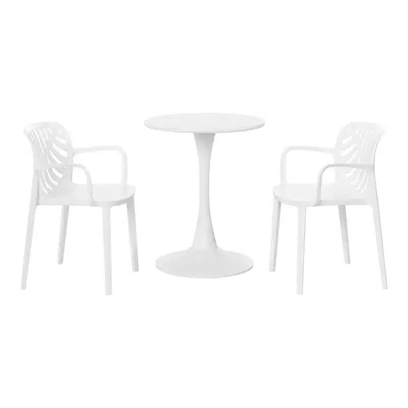 Ensemble de salle à manger d'extérieur et d'intérieur 3 pièces en métal WestinTrends Playa avec chaises de terrasse empilables