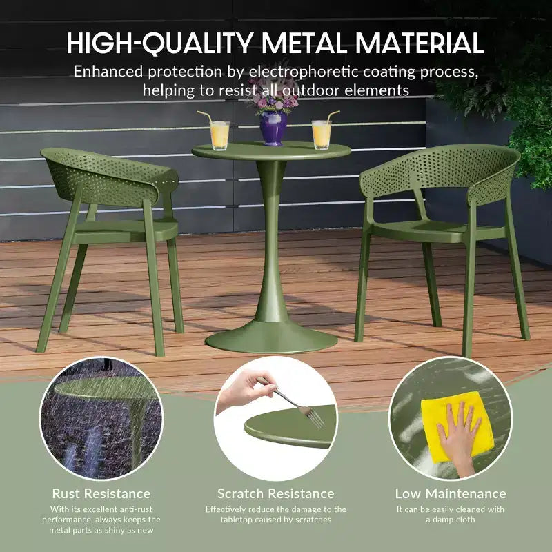 WestinTrends Playa Set Tavolo da Pranzo da Esterno in Metallo a 5 Pezzi con Sedie da Giardino Impilabili