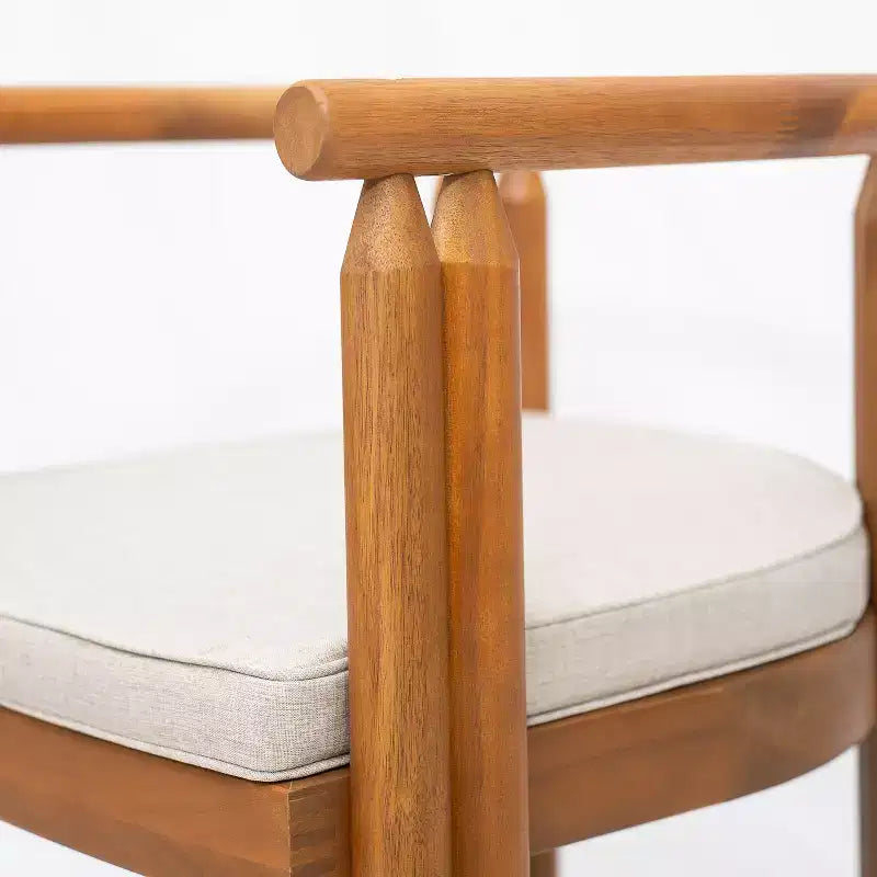 Christopher Knight Home Mordak Set da Pranzo Rustico da Giardino 7 Pezzi in Legno di Acacia con Cuscini