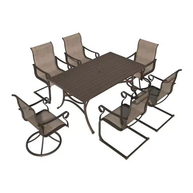 Mondawe 7-Piece Outdoor Steel Dining Set,With 1 Square Table & 6 Dining Chairs