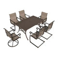 Mondawe 7-Piece Outdoor Steel Dining Set,With 1 Square Table & 6 Dining Chairs