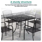 Mondawe Ensemble de salle à manger 5 pièces en maille d'acier avec 1 table carrée et 4 chaises de salle à manger