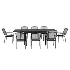 Set da pranzo da esterno Mondawe da 9 pezzi in alluminio estensibile, con tavolo telescopico e sedie in rete