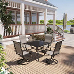 Mondawe Ensemble de salle à manger de patio 5 pièces, Table carrée avec trou de parasol intégré et chaises pivotantes à 360 degrés pour l'extérieur