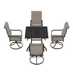 Mondawe Ensemble de salle à manger de patio 5 pièces, Table carrée avec trou de parasol intégré et chaises pivotantes à 360 degrés pour l'extérieur