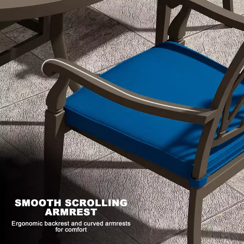 Mondawe Ensemble repas d'extérieur 5 pièces rond en fonte d'aluminium avec 4 chaises de salle à manger