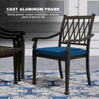 Mondawe Ensemble repas d'extérieur 5 pièces rond en fonte d'aluminium avec 4 chaises de salle à manger