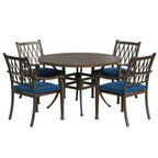 Mondawe Ensemble repas d'extérieur 5 pièces rond en fonte d'aluminium avec 4 chaises de salle à manger
