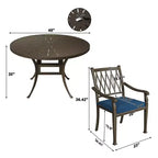 Mondawe Ensemble repas d'extérieur 5 pièces rond en fonte d'aluminium avec 4 chaises de salle à manger
