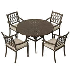 Mondawe 5 Pieces Round Cast Aluminum Outdoor Dining Set with 4 Dining Chair