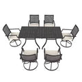 Mondawe 8-Piece Outdoor Dining Set,With 1 Piece Square Table and 6 Piece 360 Degree Swivel Chair Patio Set