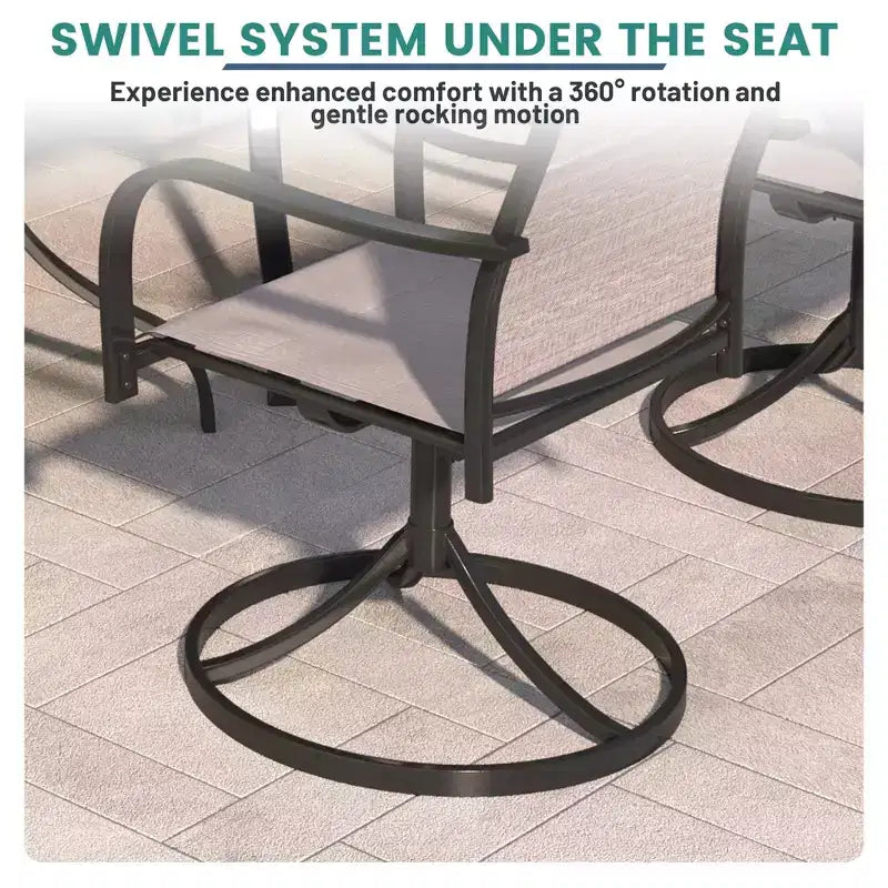 Set da pranzo Mondawe da 9 pezzi per esterni, con 1 tavolo rettangolare allungabile e 8 sedie girevoli a 360 gradi, per patio