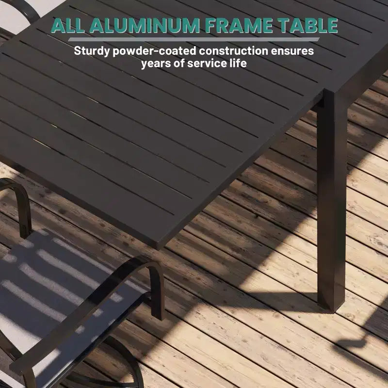 Set da pranzo Mondawe da 9 pezzi per esterni, con 1 tavolo rettangolare allungabile e 8 sedie girevoli a 360 gradi, per patio