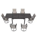 Mondawe 7-Piece Outdoor Patio Dining Set,With 1 Piece Extendable Rectangle Table and 6 Piece 360 Degree Swivel Chair