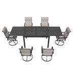Mondawe 7-Piece Outdoor Patio Dining Set,With 1 Piece Extendable Rectangle Table and 6 Piece 360 Degree Swivel Chair