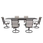 Set da pranzo da esterno Mondawe a 7 pezzi, con 1 tavolo rettangolare allungabile e 6 sedie girevoli a 360 gradi