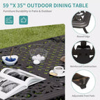 Set da pranzo da esterno di 7 pezzi, tavolo e sedie per 6 persone resistenti a tutte le condizioni atmosferiche, include 4 sedie da pranzo e 2 sedie girevoli e tavolo rettangolare da 60 pollici