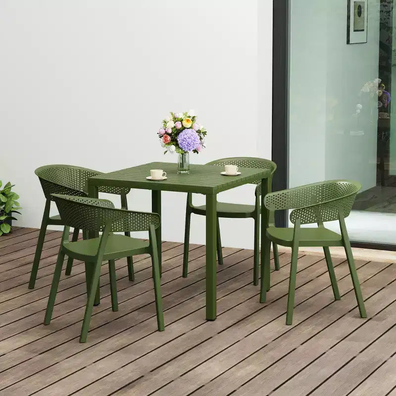 WestinTrends Playa, set da pranzo da esterni a 5 pezzi, con tavolo quadrato e sedie impilabili.