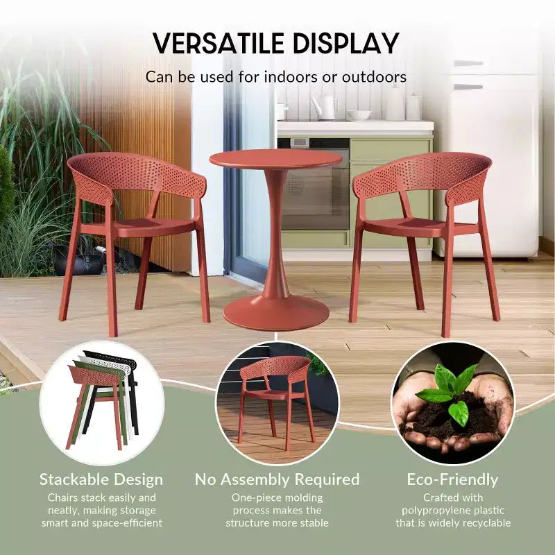 WestinTrends Playa, set da pranzo da esterni a 5 pezzi, con tavolo quadrato e sedie impilabili.