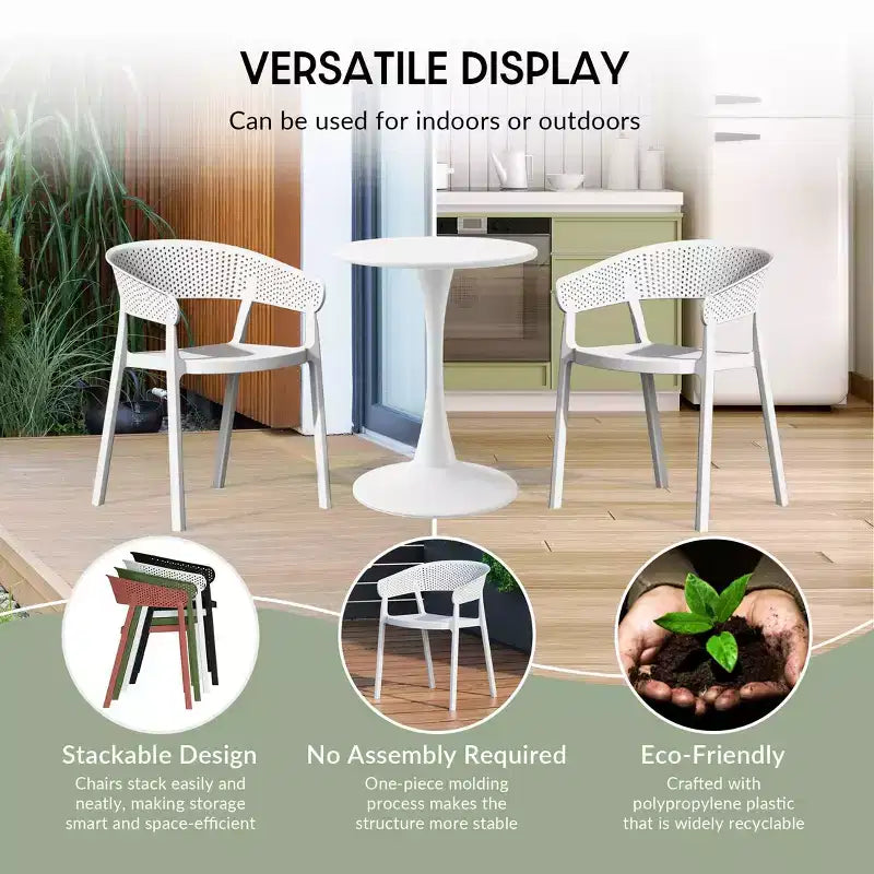 WestinTrends Playa, set da pranzo da esterni a 5 pezzi, con tavolo quadrato e sedie impilabili.