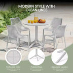 WestinTrends Playa Set da Pranzo Moderno da Esterno a 5 Pezzi con Tavolo Rotondo in Resina e Sedie Impilabili