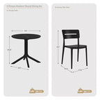 WestinTrends Playa Set da Pranzo Moderno da Esterno a 5 Pezzi con Tavolo Rotondo in Resina e Sedie Impilabili