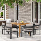 Christopher Knight Home Ofer Set da pranzo da 7 pezzi in alluminio e legno di acacia