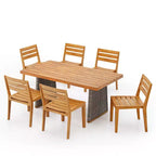 Christopher Knight Home Penelope Ensemble de salle à manger d'extérieur rustique 7 pièces en bois d'acacia avec table en rotin