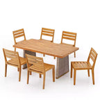 Christopher Knight Home Penelope Ensemble de salle à manger d'extérieur rustique 7 pièces en bois d'acacia avec table en rotin