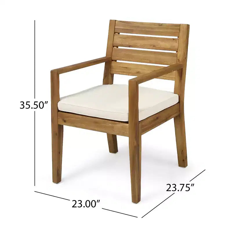 Christopher Knight Home Miranda, set da pranzo rustico da esterno in 6 pezzi con vimini, legno di acacia a doghe e cuscini