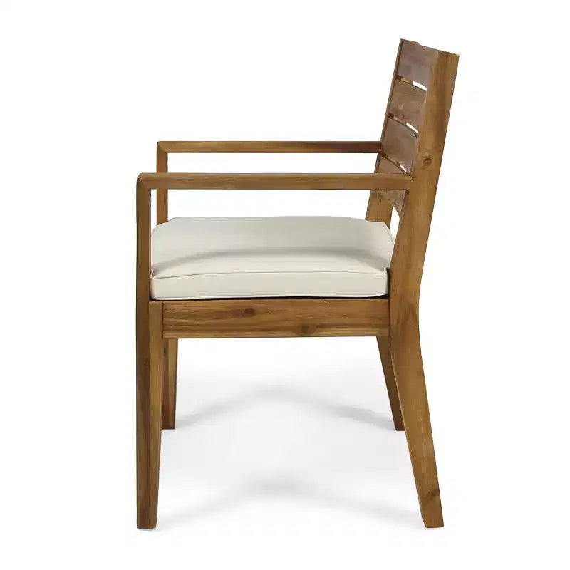 Christopher Knight Home Juliette Set da Pranzo Rustico da Esterno 7 Pezzi in Rattan e Legno di Acacia con Cuscini