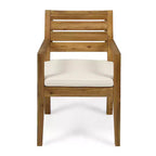 Christopher Knight Home Juliette Set da Pranzo Rustico da Esterno 7 Pezzi in Rattan e Legno di Acacia con Cuscini