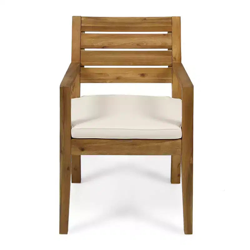 Christopher Knight Home Juliette Set da Pranzo Rustico da Esterno 7 Pezzi in Rattan e Legno di Acacia con Cuscini