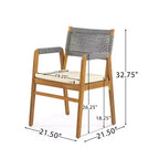 Christopher Knight Home Francesca Set da pranzo rustico da esterno 7 pezzi in legno di acacia con corda intrecciata e tavolo a doghe in rattan