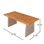 Christopher Knight Home Francesca Set da pranzo rustico da esterno 7 pezzi in legno di acacia con corda intrecciata e tavolo a doghe in rattan