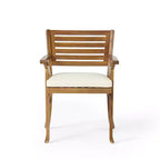 Christopher Knight Home Diana Set da Pranzo Rustico da Esterno 7 Pezzi in Rattan e Legno di Acacia a Doghe con Cuscini