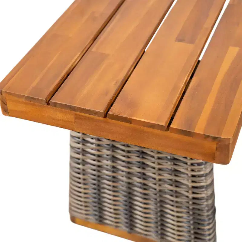 Christopher Knight Home Amara Set da pranzo rustico per esterni da 6 pezzi in legno di acacia con tavolo a doghe in rattan e cuscini