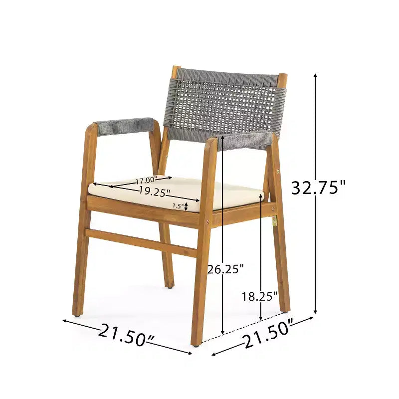 Christopher Knight Home Amara Set da pranzo rustico per esterni da 6 pezzi in legno di acacia con tavolo a doghe in rattan e cuscini