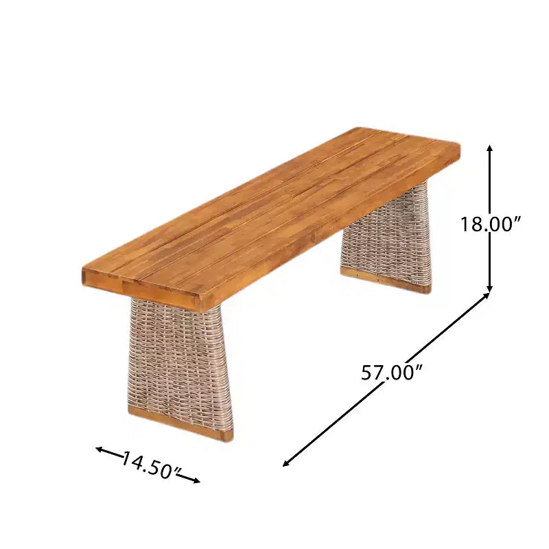Set da pranzo da esterno Liliana Rustic 6 pezzi in legno di acacia con tavolo in rattan e cuscini di Christopher Knight Home
