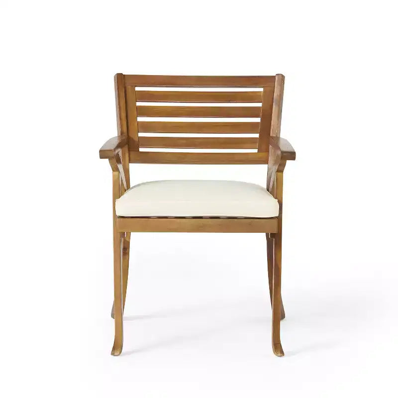 Christopher Knight Home Clara Set da Pranzo Rustico da Esterno 6 Pezzi in Rattan e Legno di Acacia con Cuscini